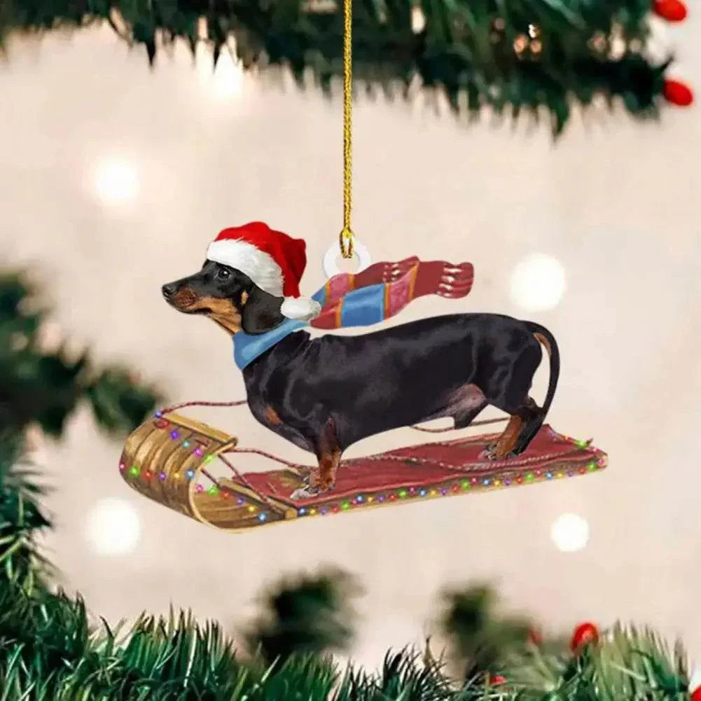 Dachshund Pendant Auto Rearview Mirror Ornament With Lanyard Realistic Shape Christmas Tree Decor Dog Hanging Pendant 개 펜던트 - Montero Milan