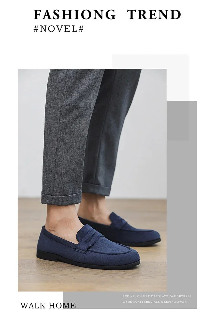 Autumn Suede Loafers Man Large Size 45 Comfort Slip-on Casual Shoes Men Flats Retro Brown Moccasins For Men zapatos de hombre