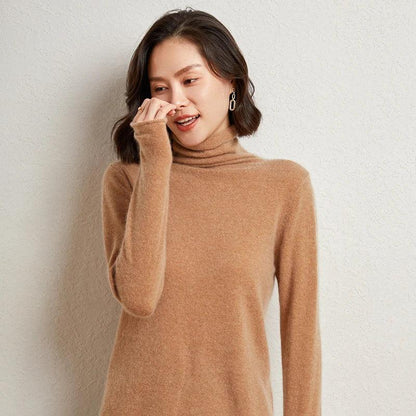 100%Merino Pure Wool Sweater Women's AutumnWinter Long Sleeve High Neck Pullover Warm High Quality Solid Color Basic Knit Jumper
