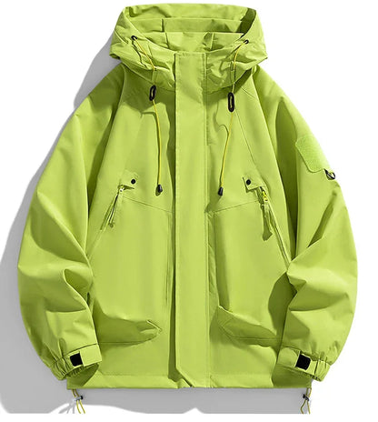 Windbreakers Men Hooded Jacket Zipper Coat Cargo Waterproof Black Bomber Camping Loose Thin Softshell Hooded Hiking Jacket