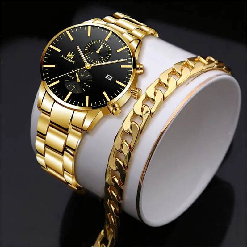Luxury Stainless Steel Watch & Bracelet Set (Buy 2 Get 1 Free) - Montero Milan