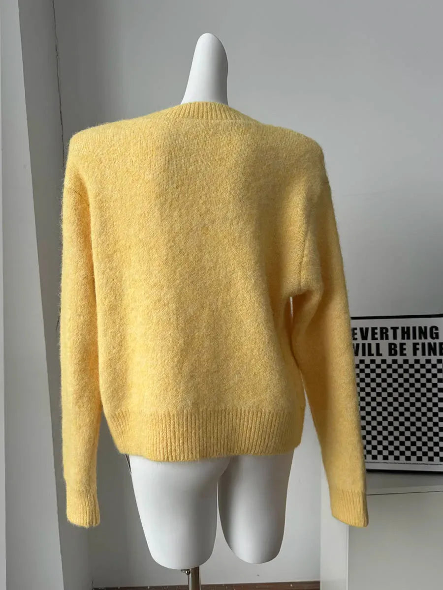 Hirsionsan Basic O Neck Basic Sleeve Sweater Women 2025 Oversized Short Knitted Wool Pullover Female Casual Thick Warm Soft Tops