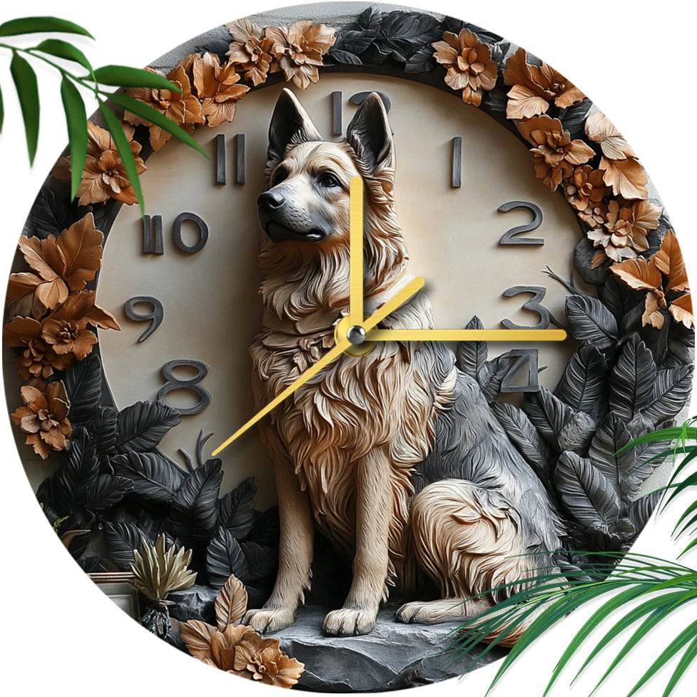 German Shepherd Silent Wall Clock - Montero Milan