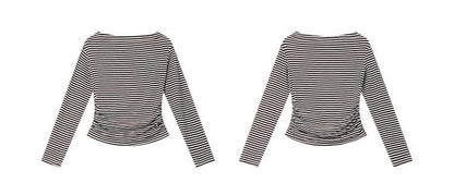VIMLY Tops Woman 2025 Autumn French Slash Neck Long Sleeve Ladies T-shirts Casual Knitted Slim Fit Strecth Female Tees A3039