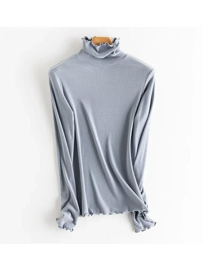 SuyaDream, Women Bottoming T Shirt, Silk Viscose Blend, Long Sleeves, Solid Basic Thermal  Shirt, 2024 Autumn Winter Top