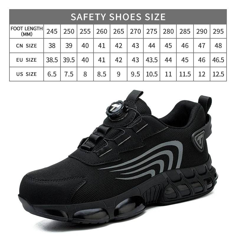 Rotary button new safety shoes for men, anti-impact and anti-piercing work shoes, fashionable men's sports shoes, and safety pro - Montero Milan