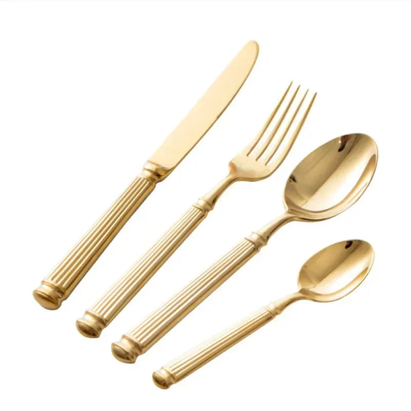 4pcs Bright 18/10 Stainless Steel Luxury Cutlery Set Dinnerware Tableware Knife Spoon Fork Flatware Dishwasher Safe Utensils