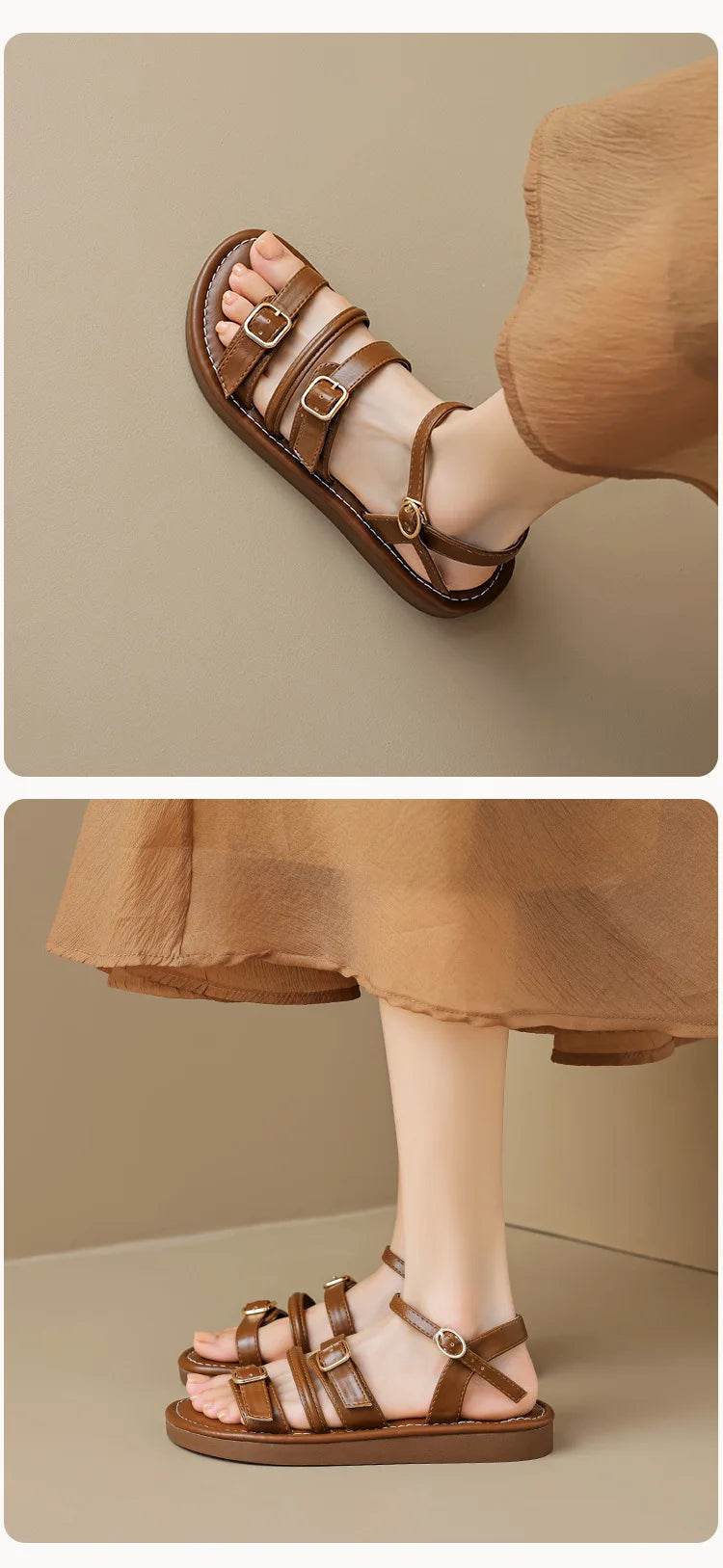 Vesta Leather Sandals - Montero Milan