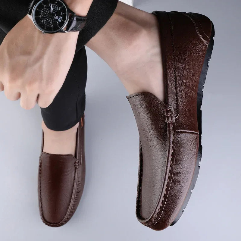 Genuine Leather Men Casual Shoes Luxury Brand Mens Loafers Moccasins Breathable Slip on Italian Driving Shoes Chaussure Homme
