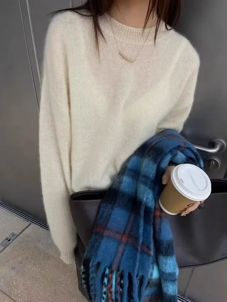 High-grade turtleneck 100 pure cashmere sweater women's autumn and winter thick sweater loose wool knit