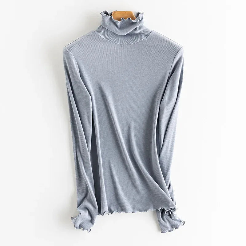 SuyaDream, Women Bottoming T Shirt, Silk Viscose Blend, Long Sleeves, Solid Basic Thermal  Shirt, 2024 Autumn Winter Top