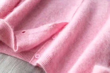 Fleece Wool-Cashmere Button Cardigan