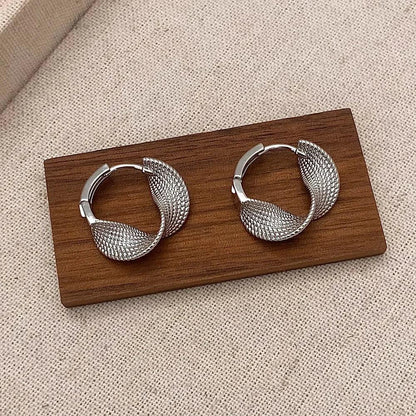 Real 925 Sterling Silver 14K Gold Twisted Wrinkled Round Hoop Earrings for Women Minimalist Trendy Fine Jewelry Accessories