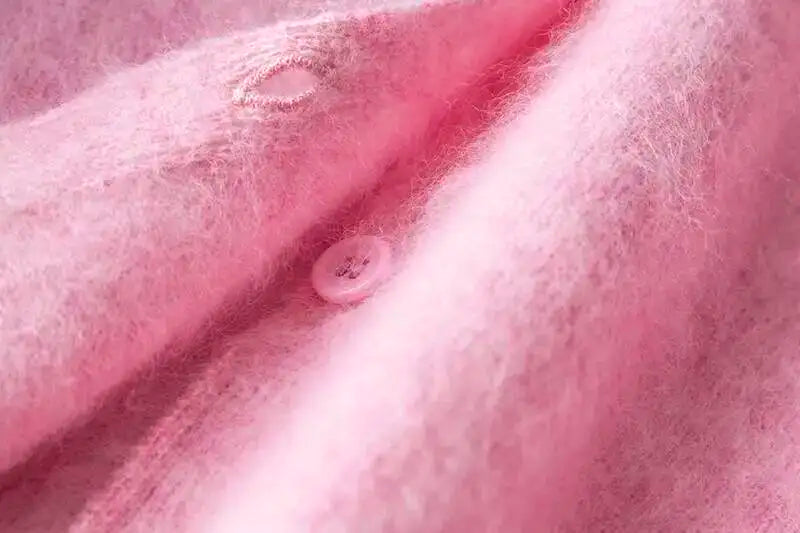 Fleece Wool-Cashmere Button Cardigan