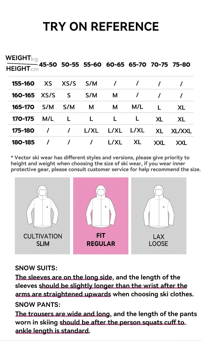 VECTOR Men and Women Cotton Contrast Skiing Top Waterproof and Durable Warm Snowboard Ski Double Board Single Board Outdoors