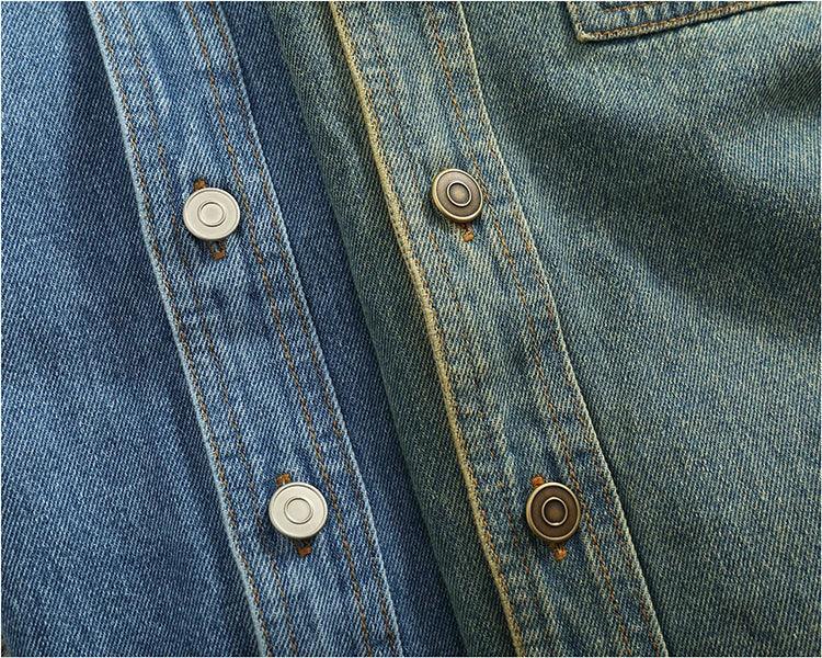 American Casual Men's Long Sve Denim irt Pure Cotton Heavyweight Waed Vintage Workwear Layering irt Jaet