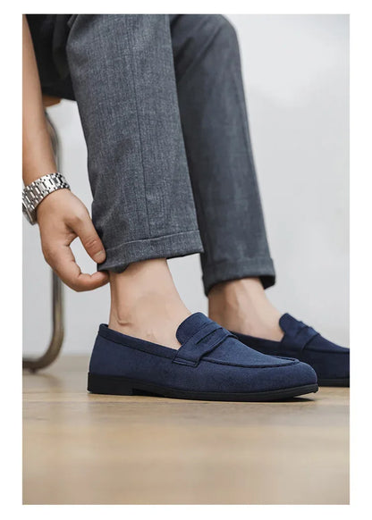 Autumn Suede Loafers Man Large Size 45 Comfort Slip-on Casual Shoes Men Flats Retro Brown Moccasins For Men zapatos de hombre