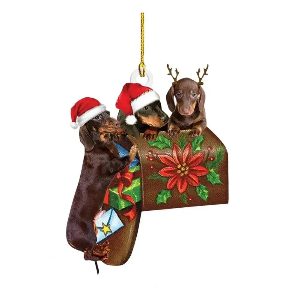 Dachshund Pendant Auto Rearview Mirror Ornament With Lanyard Realistic Shape Christmas Tree Decor Dog Hanging Pendant 개 펜던트 - Montero Milan