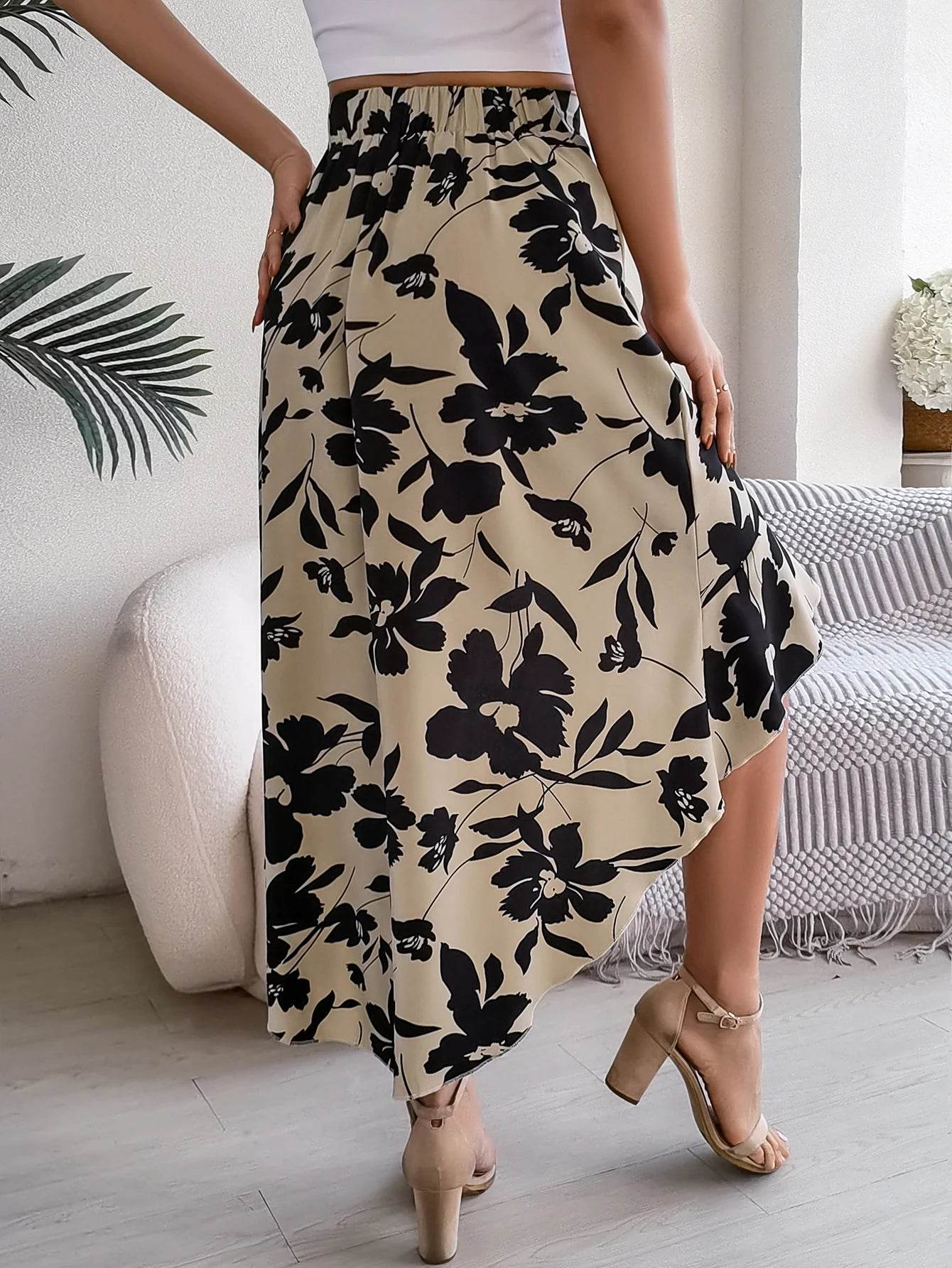Floral High-Low Midi Skirt - Montero Milan