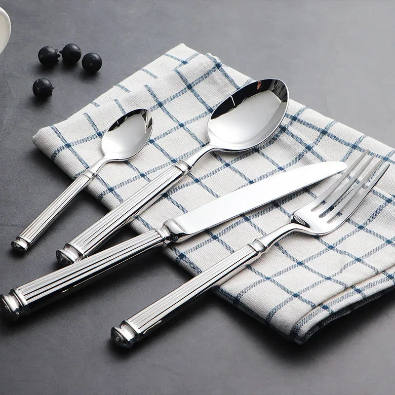 4pcs Bright 18/10 Stainless Steel Luxury Cutlery Set Dinnerware Tableware Knife Spoon Fork Flatware Dishwasher Safe Utensils
