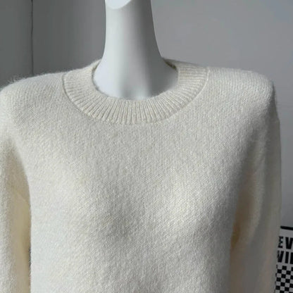 Hirsionsan Basic O Neck Basic Sleeve Sweater Women 2025 Oversized Short Knitted Wool Pullover Female Casual Thick Warm Soft Tops