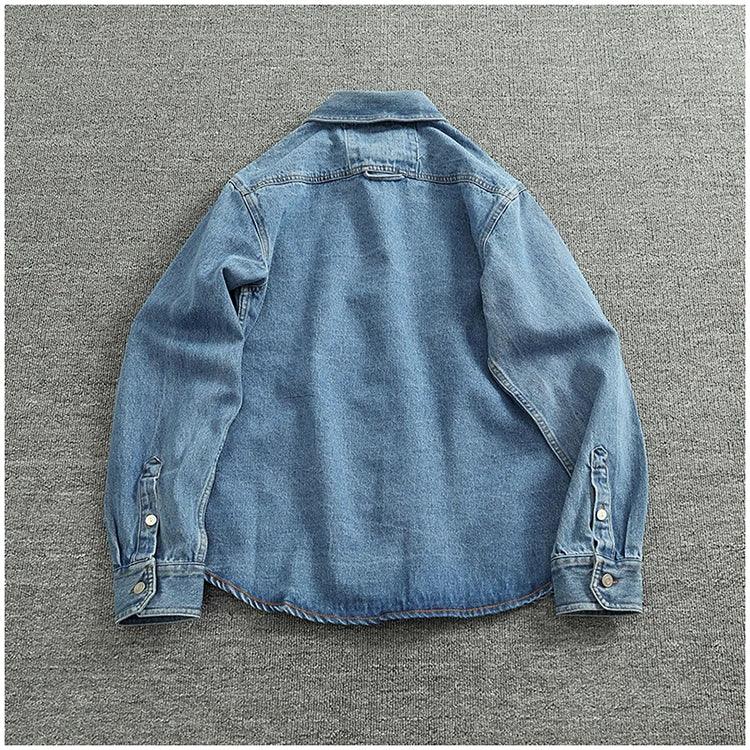 American Casual Men's Long Sve Denim irt Pure Cotton Heavyweight Waed Vintage Workwear Layering irt Jaet