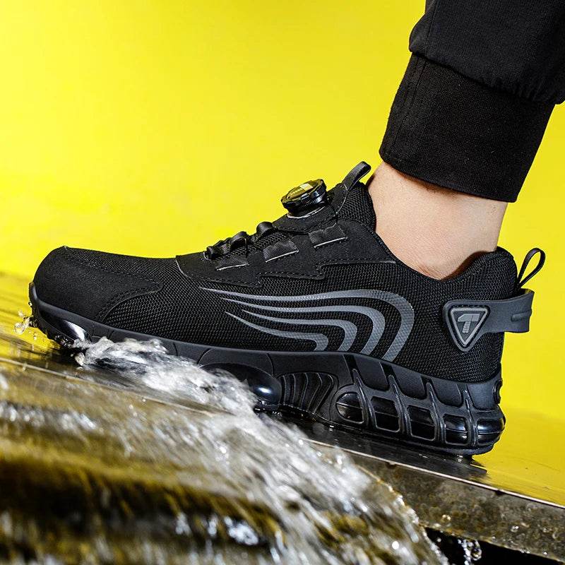 Rotary button new safety shoes for men, anti-impact and anti-piercing work shoes, fashionable men's sports shoes, and safety pro - Montero Milan