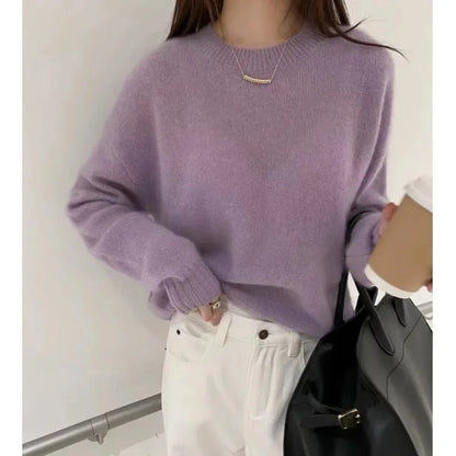 High-grade turtleneck 100 pure cashmere sweater women's autumn and winter thick sweater loose wool knit