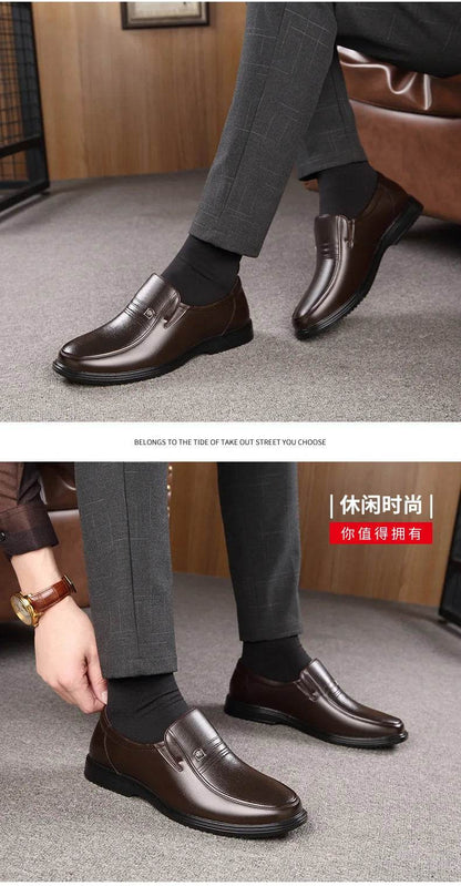 Leather Men Formal Shoes Luxury Brand 2025 Men's Loafers Dress Moccasins Breathable Slip on Black Driving Shoes Plus Size 38-46 - Montero Milan