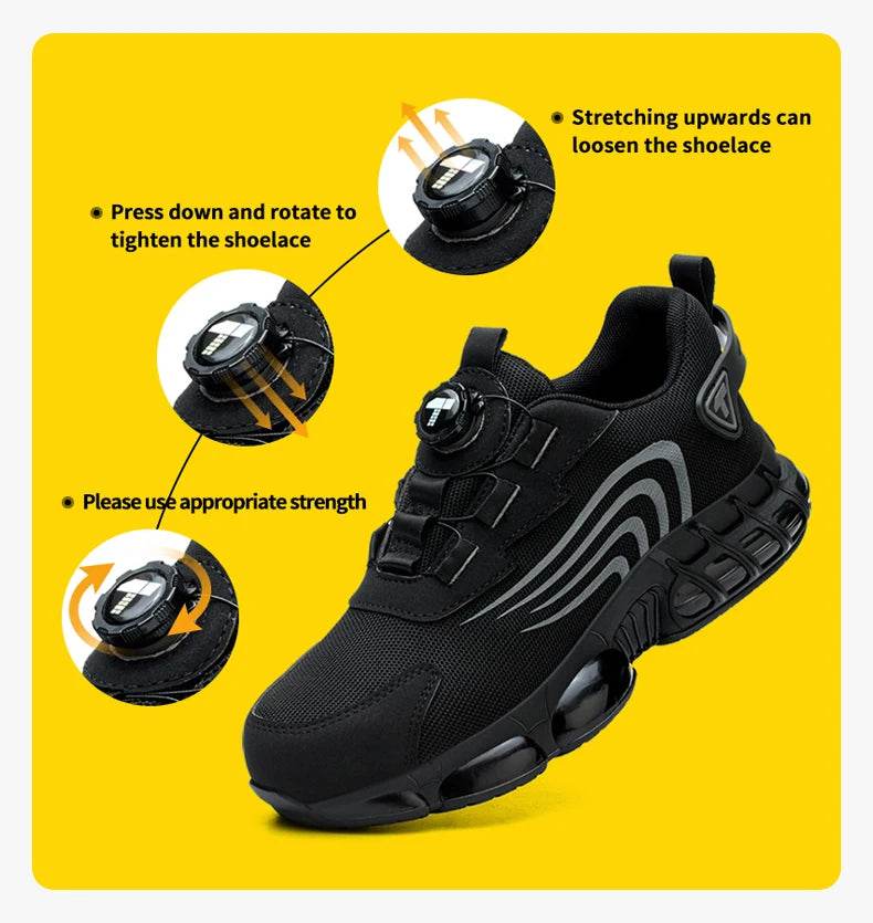 Rotary button new safety shoes for men, anti-impact and anti-piercing work shoes, fashionable men's sports shoes, and safety pro - Montero Milan