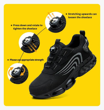 Rotary button new safety shoes for men, anti-impact and anti-piercing work shoes, fashionable men's sports shoes, and safety pro - Montero Milan