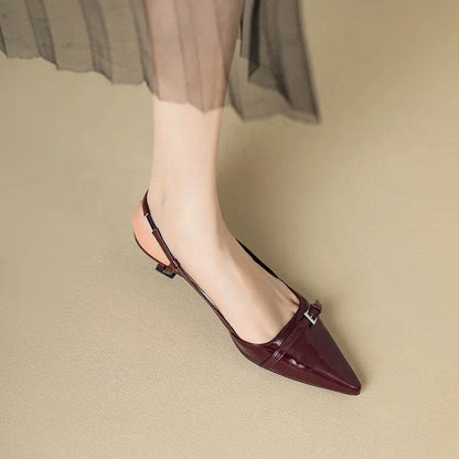 French Point-Toe Patent Slingback Heels - Montero Milan