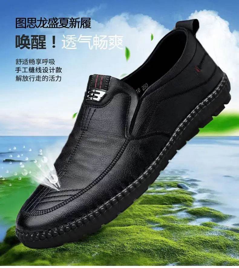 Mens Leather Loafers Non Slip Walking Flats Breathable Outdoor Slip on Casual Shoes for Male Work Office Driving Sneakers2 - Montero Milan