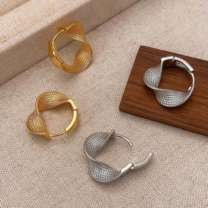 Real 925 Sterling Silver 14K Gold Twisted Wrinkled Round Hoop Earrings for Women Minimalist Trendy Fine Jewelry Accessories