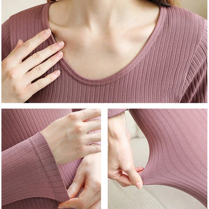 1 Set Warm Thermal Underwear Sexy Ladies Intimates Long Johns Women Shaped Sets Female Middle Collar Thermal Shaping Clothes