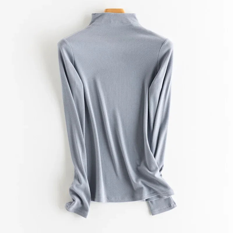 SuyaDream, Women Bottoming T Shirt, Silk Viscose Blend, Long Sleeves, Solid Basic Thermal  Shirt, 2024 Autumn Winter Top