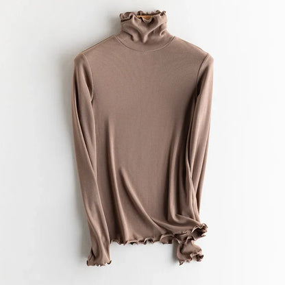 SuyaDream, Women Bottoming T Shirt, Silk Viscose Blend, Long Sleeves, Solid Basic Thermal  Shirt, 2024 Autumn Winter Top