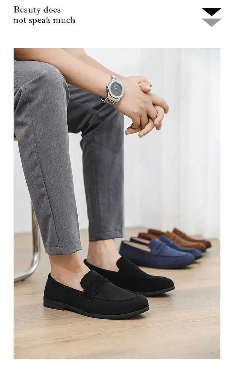 Autumn Suede Loafers Man Large Size 45 Comfort Slip-on Casual Shoes Men Flats Retro Brown Moccasins For Men zapatos de hombre