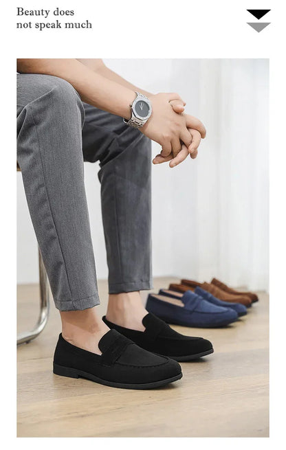 Autumn Suede Loafers Man Large Size 45 Comfort Slip-on Casual Shoes Men Flats Retro Brown Moccasins For Men zapatos de hombre
