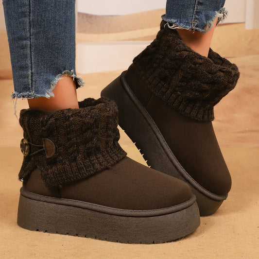 New boots women's 2025 non-slip warm thickened snow velvet short boots winter short cotton shoes