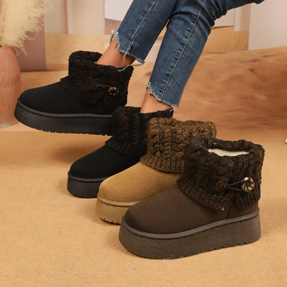 New boots women's 2025 non-slip warm thickened snow velvet short boots winter short cotton shoes