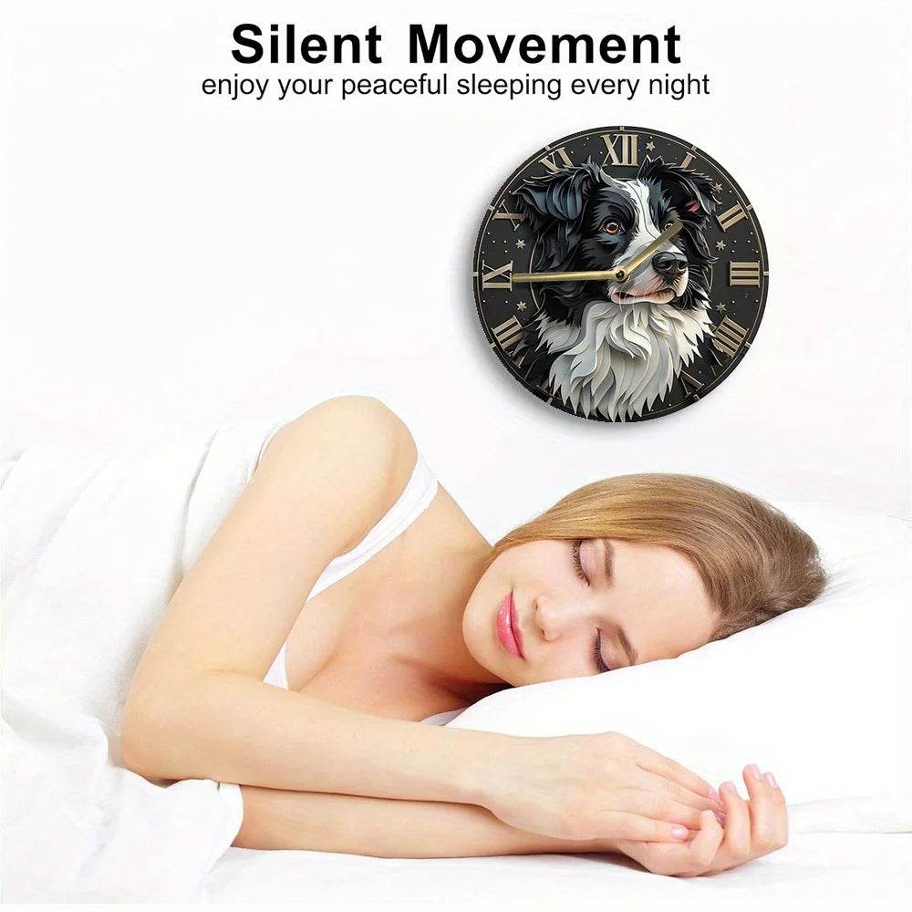 Border Collie Silent Wall Clock - Montero Milan