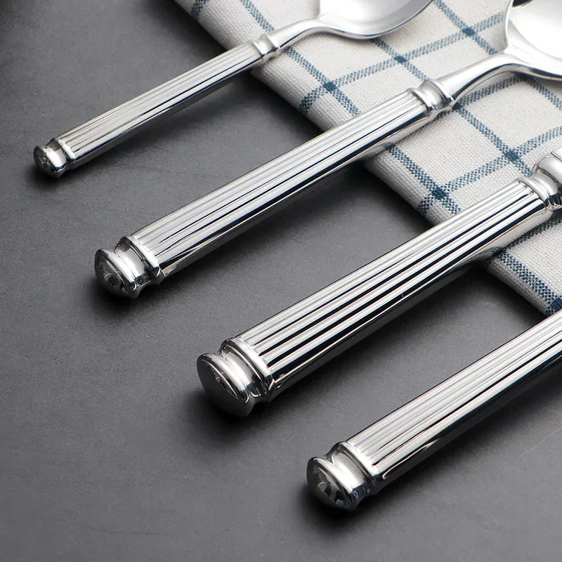 4pcs Bright 18/10 Stainless Steel Luxury Cutlery Set Dinnerware Tableware Knife Spoon Fork Flatware Dishwasher Safe Utensils