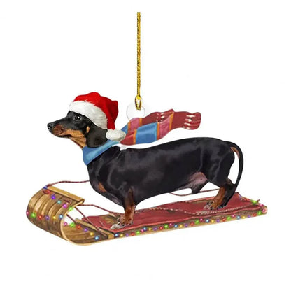 Dachshund Pendant Auto Rearview Mirror Ornament With Lanyard Realistic Shape Christmas Tree Decor Dog Hanging Pendant 개 펜던트 - Montero Milan