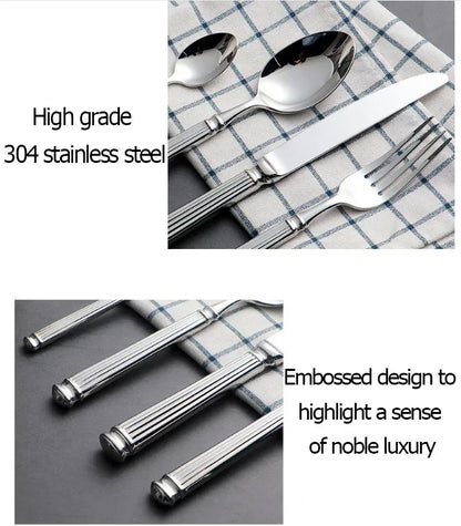 4pcs Bright 18/10 Stainless Steel Luxury Cutlery Set Dinnerware Tableware Knife Spoon Fork Flatware Dishwasher Safe Utensils