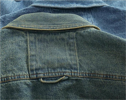American Casual Men's Long Sve Denim irt Pure Cotton Heavyweight Waed Vintage Workwear Layering irt Jaet