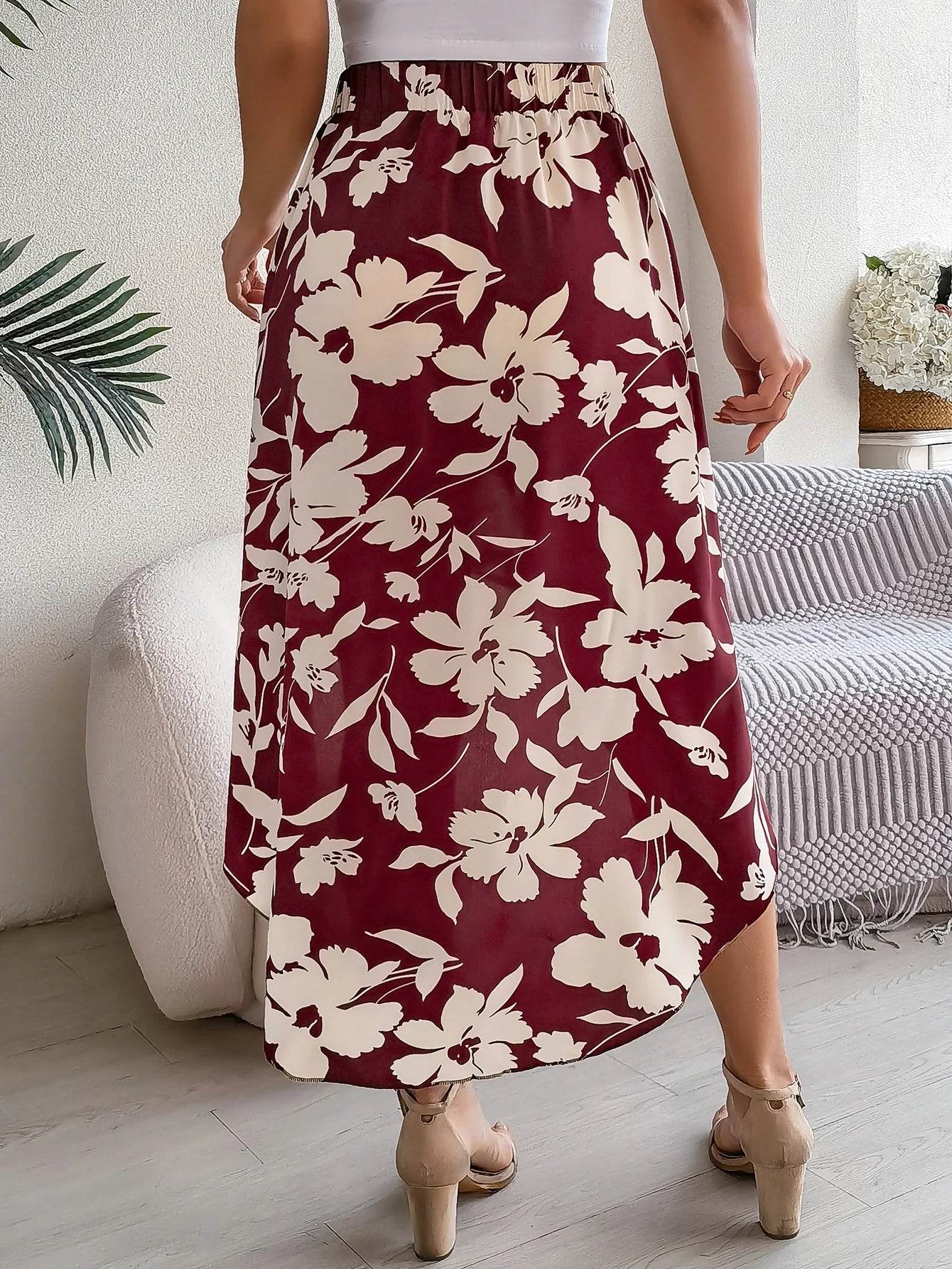Floral High-Low Midi Skirt - Montero Milan