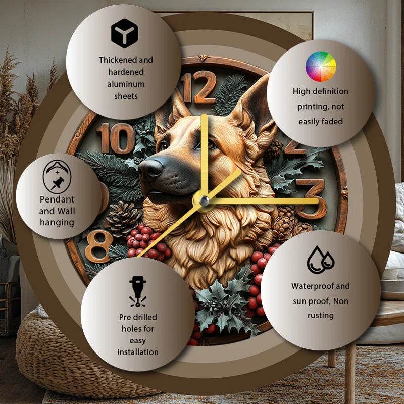 German Shepherd Silent Wall Clock - Montero Milan