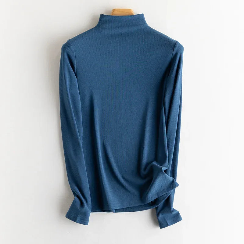 SuyaDream, Women Bottoming T Shirt, Silk Viscose Blend, Long Sleeves, Solid Basic Thermal  Shirt, 2024 Autumn Winter Top