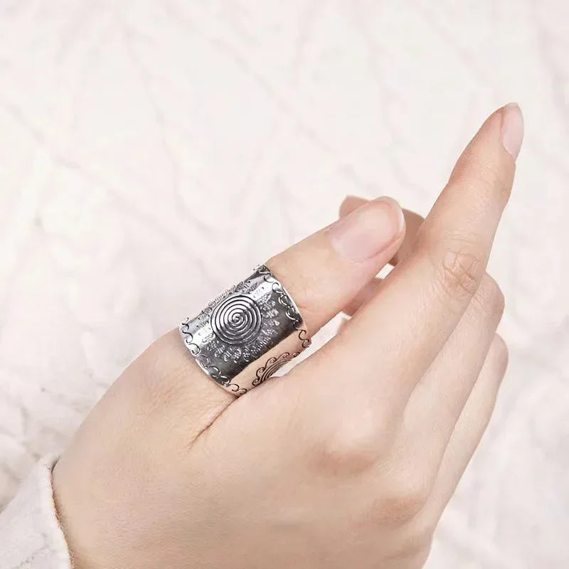 Carven Design Ethnic Style Wide Ring 925 Thai Silver Craft Vintage sunflower Mens Rings Domineering Banquet Jewelry Opening